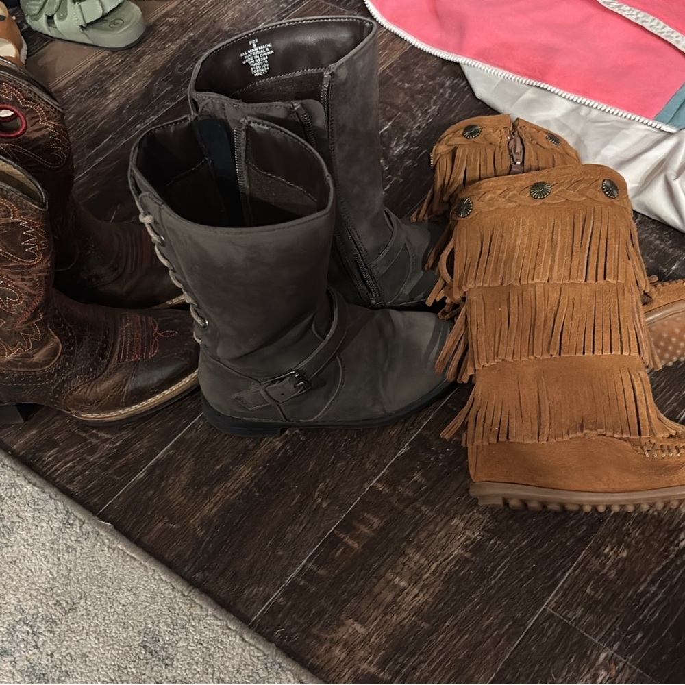 Gray Leather Women's Boots